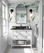 Watercolor Palm Leaf Wallpaper : Green Tropical Fronds Mural - View 3