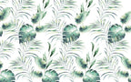 Watercolor Palm Leaf Wallpaper : Green Tropical Fronds Mural - View 2
