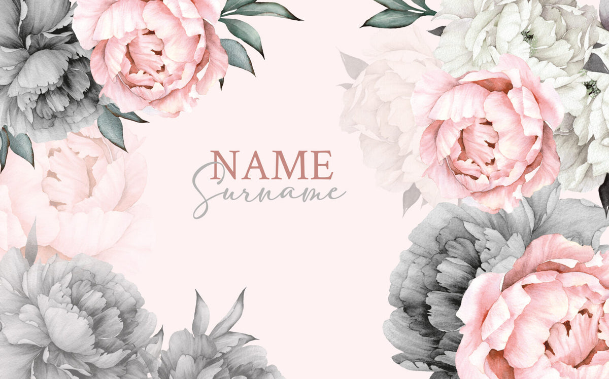 Pink Peony Name Wallpaper : Personalized Blush Rose Nursery Mural - View 2