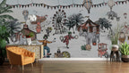 Vintage Circus Wallpaper : Clowns And Elephants Kids Mural - View 3