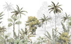 Misty Tropical Forest Wallpaper : Painted Olive Trees Mural - View 2