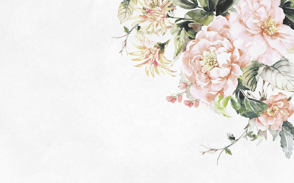 Soft Pink Rose Wallpaper : Watercolor Peony Border Mural - View 2
