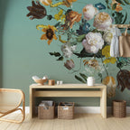 Sage Green Floral Wallpaper : Dutch Bouquet Corner Mural - View 5