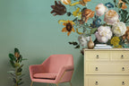 Sage Green Floral Wallpaper : Dutch Bouquet Corner Mural - View 3