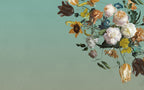 Sage Green Floral Wallpaper : Dutch Bouquet Corner Mural - View 2
