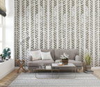 Brush Stroke Chevron Wallpaper : Olive Dash Pattern Mural - View 3