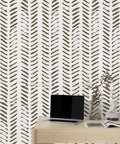 Brush Stroke Chevron Wallpaper : Olive Dash Pattern Mural