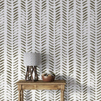Brush Stroke Chevron Wallpaper : Olive Dash Pattern Mural - View 4