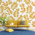 Mustard Leaf Wallpaper : Bold Golden Foliage Mural - View 4