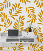 Mustard Leaf Wallpaper : Bold Golden Foliage Mural - View 6