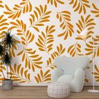 Mustard Leaf Wallpaper : Bold Golden Foliage Mural - View 5