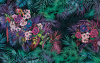 Parrot Jungle Wallpaper : Magenta Tropical Floral Mural - View 2