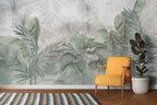 Sage Fan Palm Wallpaper : Soft Tropical Leaves Mural - View 5