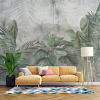 Sage Fan Palm Wallpaper : Soft Tropical Leaves Mural - View 6