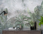 Sage Fan Palm Wallpaper : Soft Tropical Leaves Mural - View 4