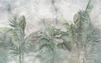 Sage Fan Palm Wallpaper : Soft Tropical Leaves Mural - View 2