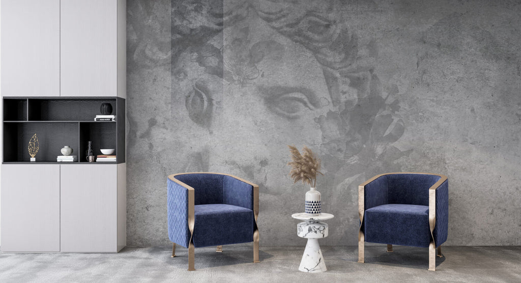 Grey Statue Face Wallpaper : Concrete Classical Sculpture Mural