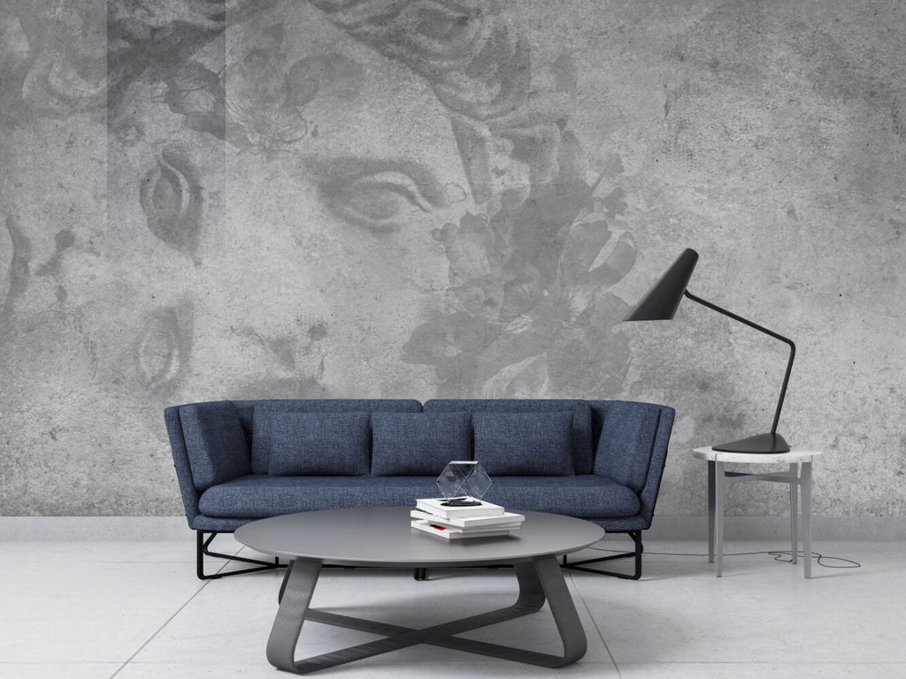 Grey Statue Face Wallpaper : Concrete Classical Sculpture Mural - View 2