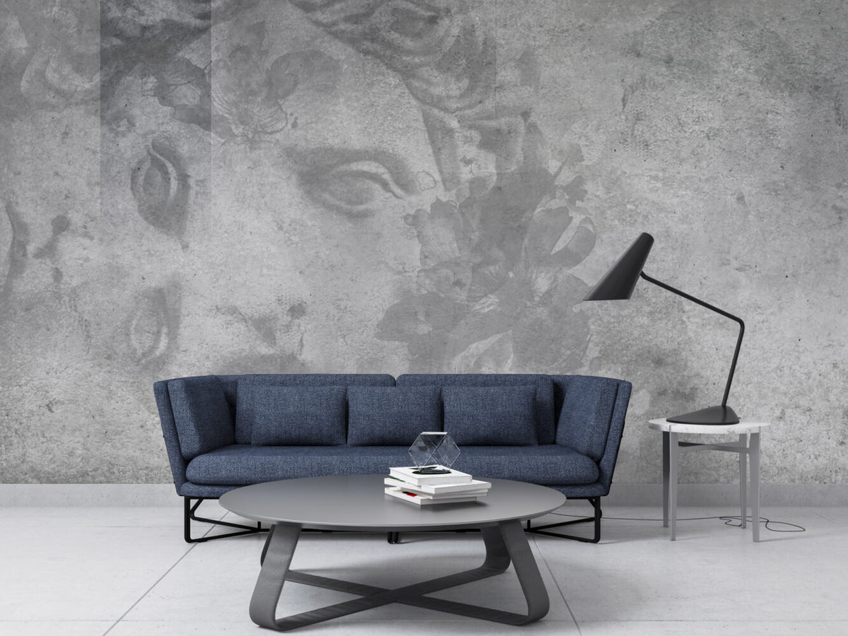 Grey Statue Face Wallpaper : Concrete Classical Sculpture Mural - View 2