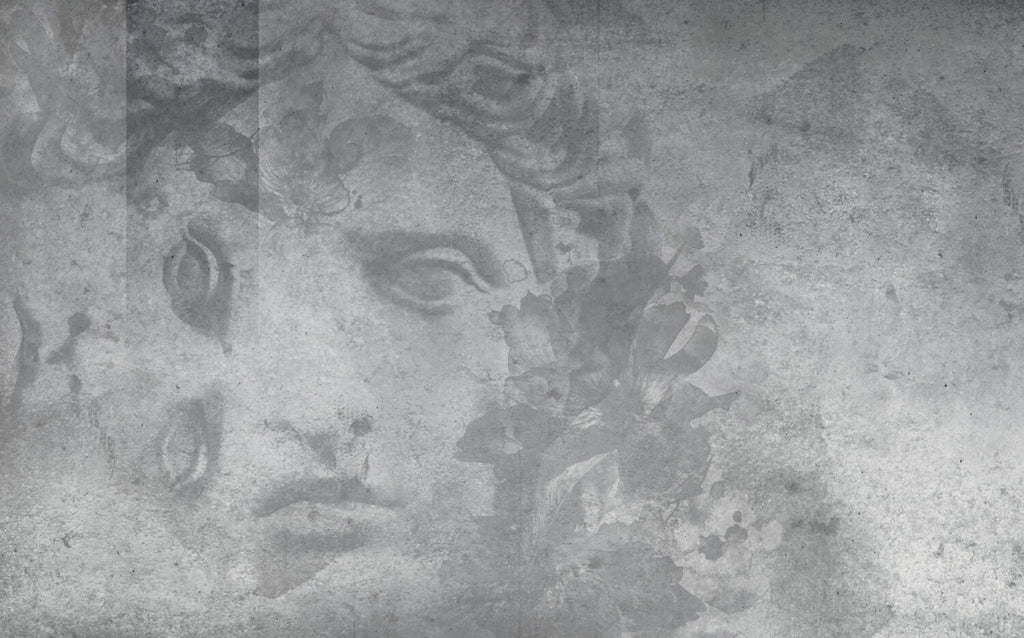 Grey Statue Face Wallpaper : Concrete Classical Sculpture Mural - View 3