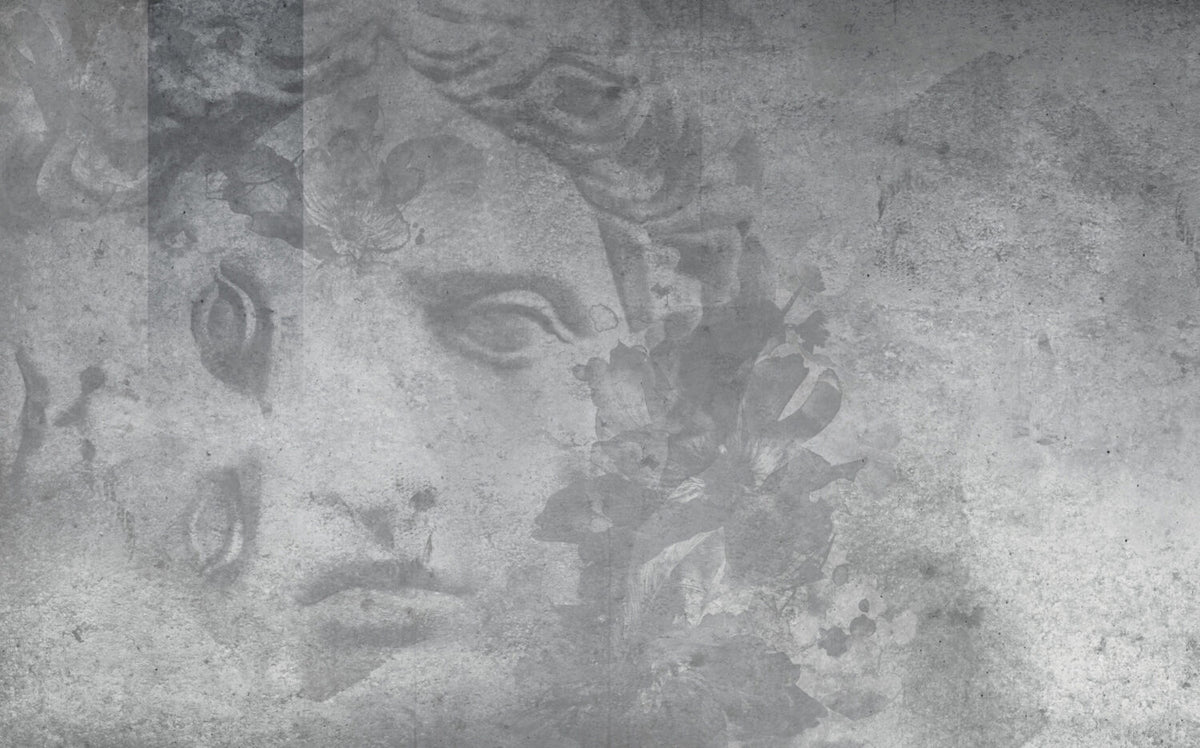 Grey Statue Face Wallpaper : Concrete Classical Sculpture Mural - View 3