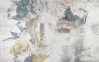 Statue And Roses Wallpaper : Classical Bust Collage Mural - View 2