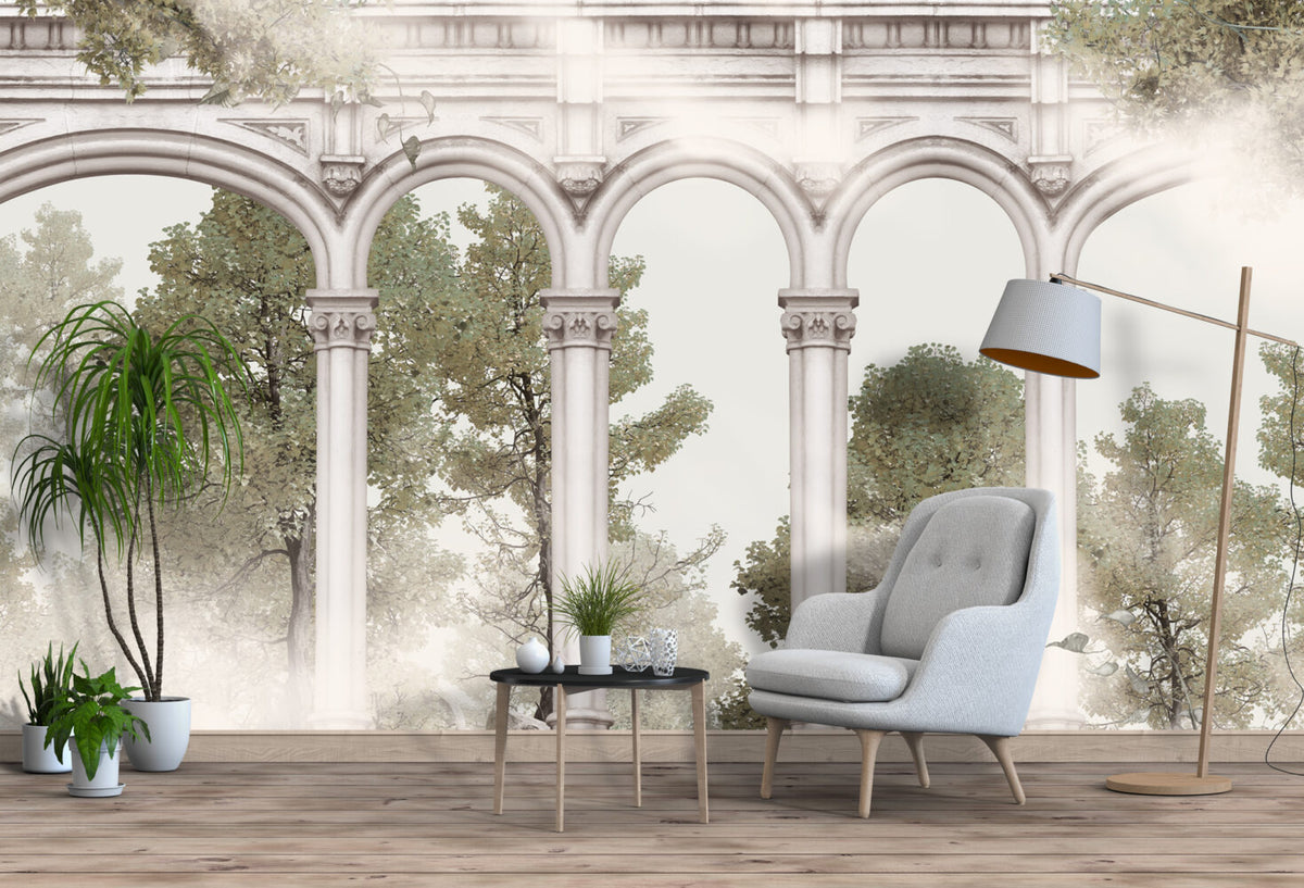 Palace Arch Forest View Wallpaper : Classical Columns Mural - View 3