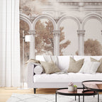 Blush Autumn Arch Wallpaper : Colonnade Garden View Mural - View 4