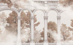 Blush Autumn Arch Wallpaper : Colonnade Garden View Mural - View 2