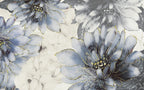 Blue Watercolor Floral Wallpaper : Gold Edged Petals Mural - View 2