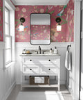 Pink Chinoiserie Bird Wallpaper : Peony Branch Mural