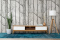 Birch Forest Wallpaper : Sketched Grey Trees Mural