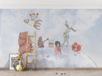 Moon Band Animals Wallpaper : Musical Kids Storybook Mural - View 5