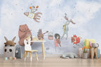 Moon Band Animals Wallpaper : Musical Kids Storybook Mural - View 4