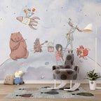 Moon Band Animals Wallpaper : Musical Kids Storybook Mural