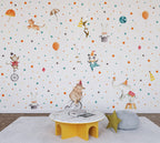 Circus Animals Polka Dot Wallpaper : Panda Clown Kids Mural - View 3