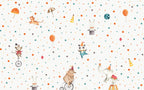 Circus Animals Polka Dot Wallpaper : Panda Clown Kids Mural - View 2
