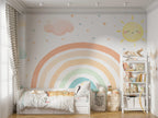 Pastel Rainbow Sun Wallpaper : Clouds And Rainbow Kids Mural - View 3