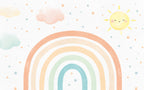 Pastel Rainbow Sun Wallpaper : Clouds And Rainbow Kids Mural - View 2