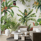 Jungle Banana Leaf Wallpaper : Bright Tropical Animals Mural - View 5