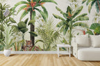 Jungle Banana Leaf Wallpaper : Bright Tropical Animals Mural - View 6