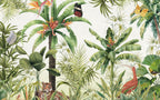 Jungle Banana Leaf Wallpaper : Bright Tropical Animals Mural - View 2