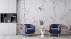 Pale Lilac Stork Wallpaper : Soft Bare Branch Mural - View 3