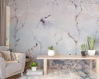 Blue Stork Branch Wallpaper : Pastel Flying Crane Mural