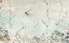 Sage Stork Branch Wallpaper : Misty Green Bird Mural - View 2