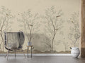 Cream Blossom Branch Wallpaper : Beige Chinoiserie Birds Mural