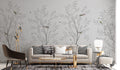 Grey Blossom Branch Wallpaper : Chinoiserie Birds Mural