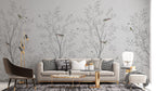 Grey Blossom Branch Wallpaper : Chinoiserie Birds Mural
