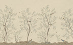 Cream Blossom Branch Wallpaper : Beige Chinoiserie Birds Mural - View 2