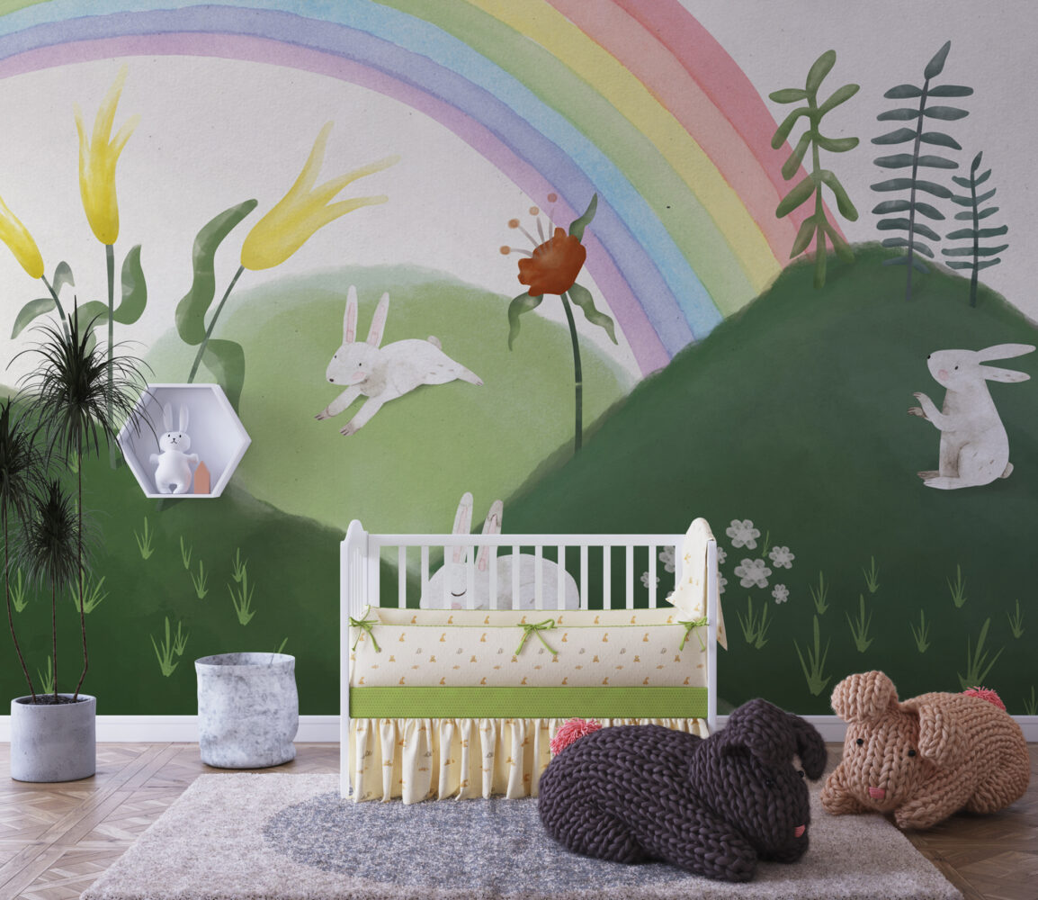 Rainbow Hills Bunny Wallpaper : Green Mountain Kids Mural